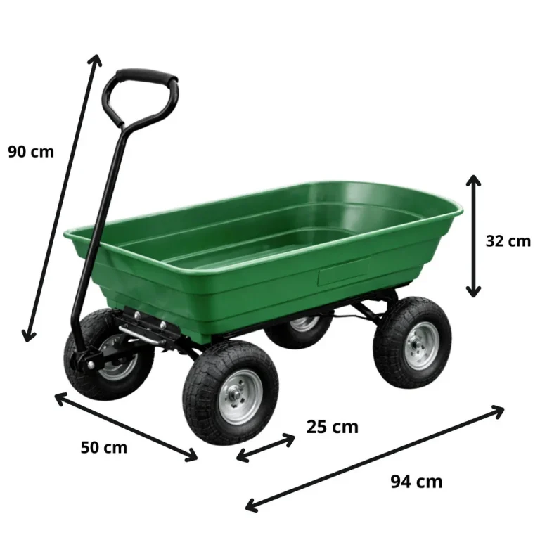 Vrtna Transportna Kolica, Odvojiva Nagibna Pladanj, Zelena, 120 Kg 3
