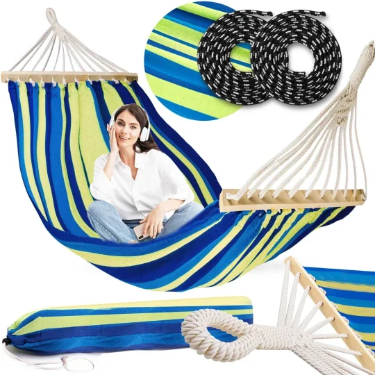Vrtna Viseća Mreža 220 X 160 Cm Bahama Double, Za 2 Osobe, Plava 1