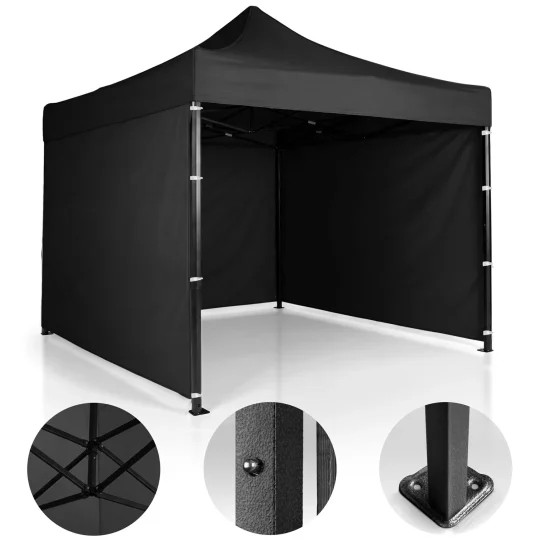Vrtni Paviljon Plonos 3 × 3 M S 3 Zida, Crni 1