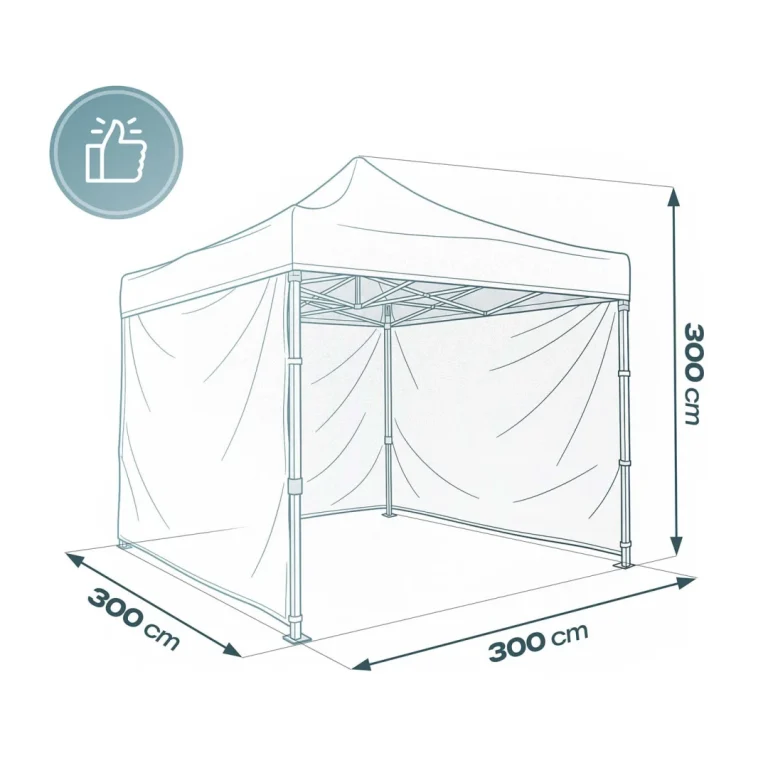 Vrtni Paviljon Plonos 3 × 3 M S 3 Zida, Plavi 13