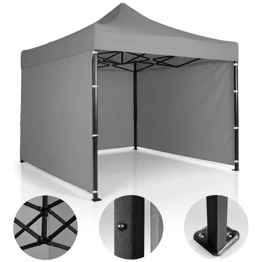 Vrtni Paviljon Plonos 3 × 3 M S 3 Zida, Sivi 1