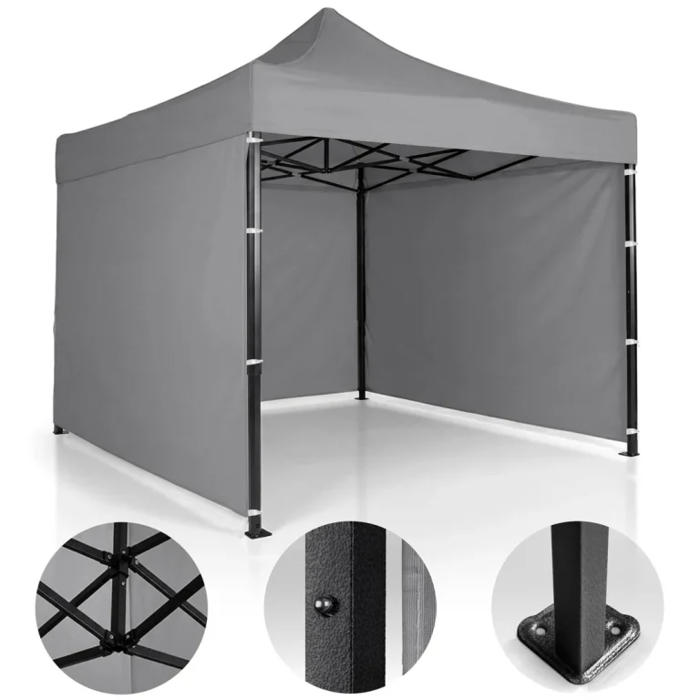 Vrtni Paviljon Plonos 3 × 3 M S 3 Zida, Sivi 1