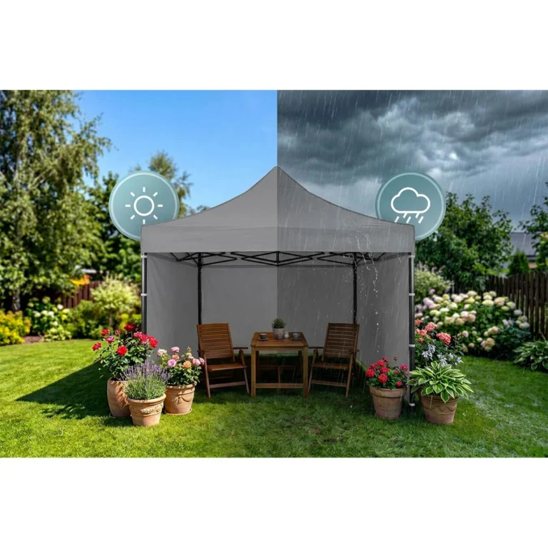Vrtni Paviljon Plonos 3 × 3 M S 3 Zida, Sivi 11