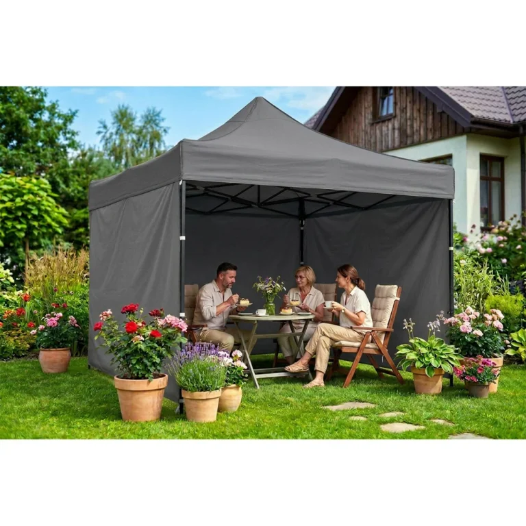 Vrtni Paviljon Plonos 3 × 3 M S 3 Zida, Sivi 3