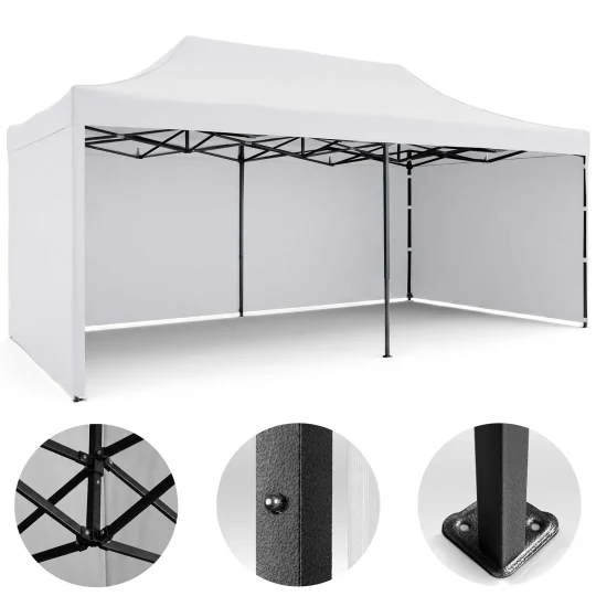 Vrtni Paviljon Plonos 3 × 6 M S 3 Zida, Bijeli 1