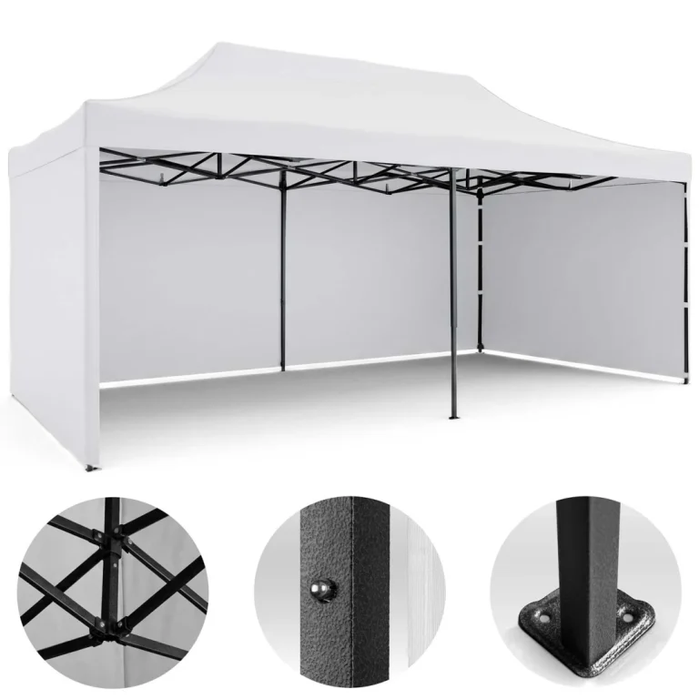 Vrtni Paviljon Plonos 3 × 6 M S 3 Zida, Bijeli 1