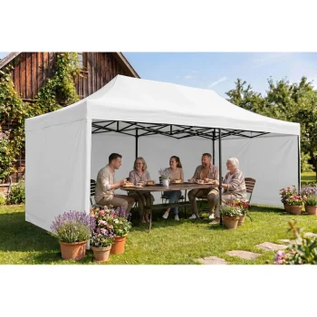 Vrtni Paviljon Plonos 3 × 6 M S 3 Zida, Bijeli 12
