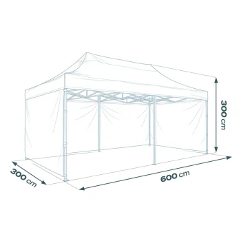 Vrtni Paviljon Plonos 3 × 6 M S 3 Zida, Bijeli 14