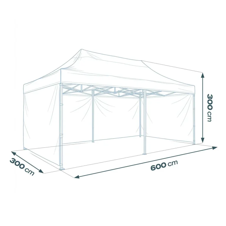 Vrtni Paviljon Plonos 3 × 6 M S 3 Zida, Bijeli 14