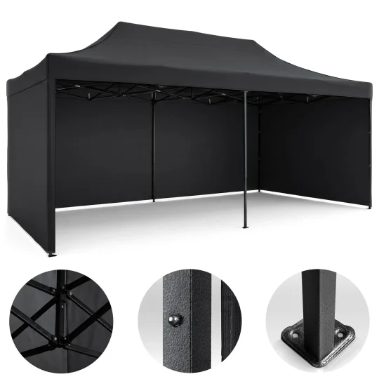 Vrtni Paviljon Plonos 3 × 6 M S 3 Zida, Crni 1