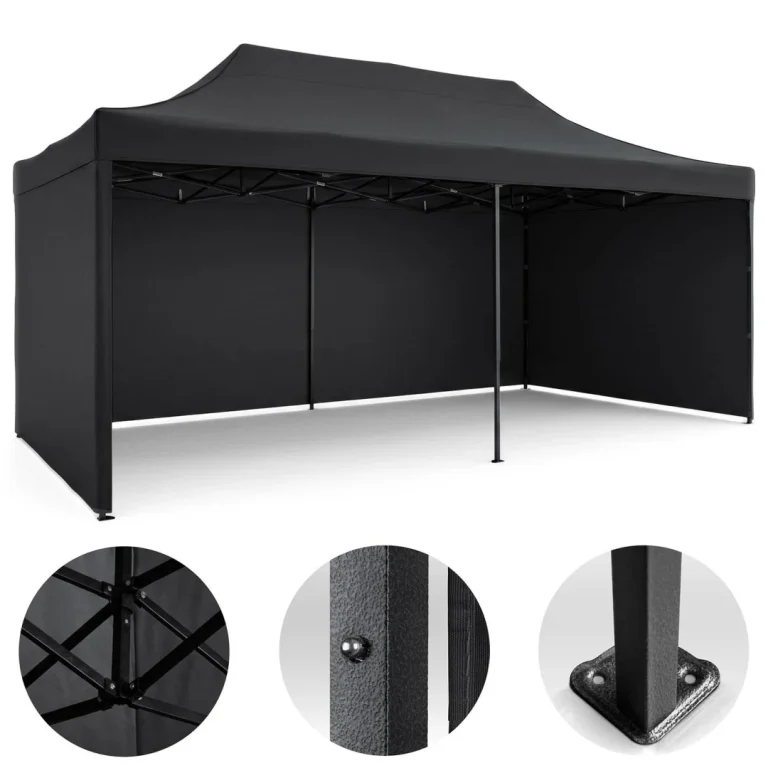 Vrtni Paviljon Plonos 3 × 6 M S 3 Zida, Crni 1