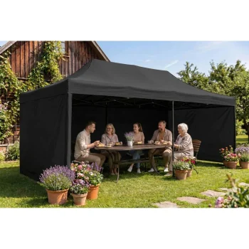 Vrtni Paviljon Plonos 3 × 6 M S 3 Zida, Crni 11