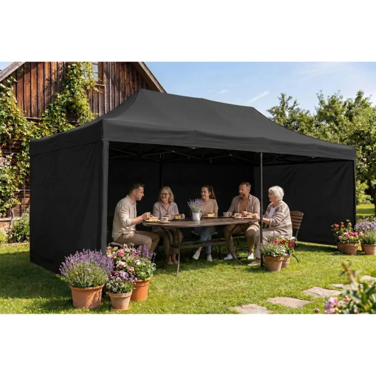 Vrtni Paviljon Plonos 3 × 6 M S 3 Zida, Crni 11