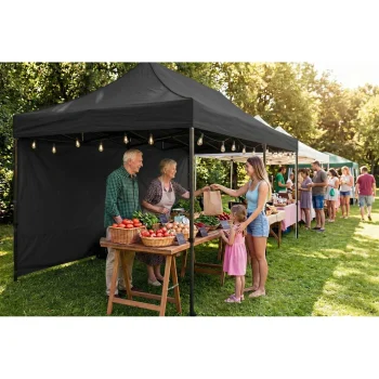 Vrtni Paviljon Plonos 3 × 6 M S 3 Zida, Crni 12