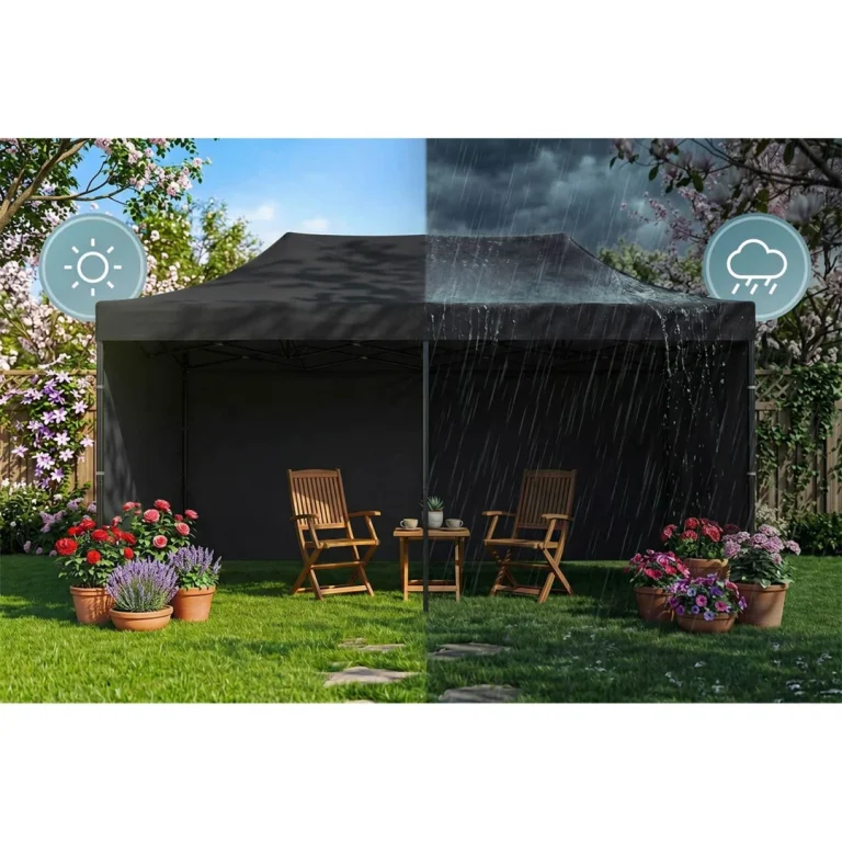 Vrtni Paviljon Plonos 3 × 6 M S 3 Zida, Crni 3