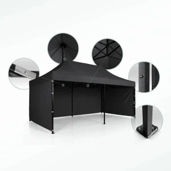Vrtni Paviljon Plonos 3 × 6 M S 3 Zida, Crni 6