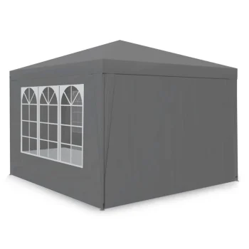 Vrtni Paviljon S 4 Stijenke, 3 × 3 M, Sivi, Plonos 2