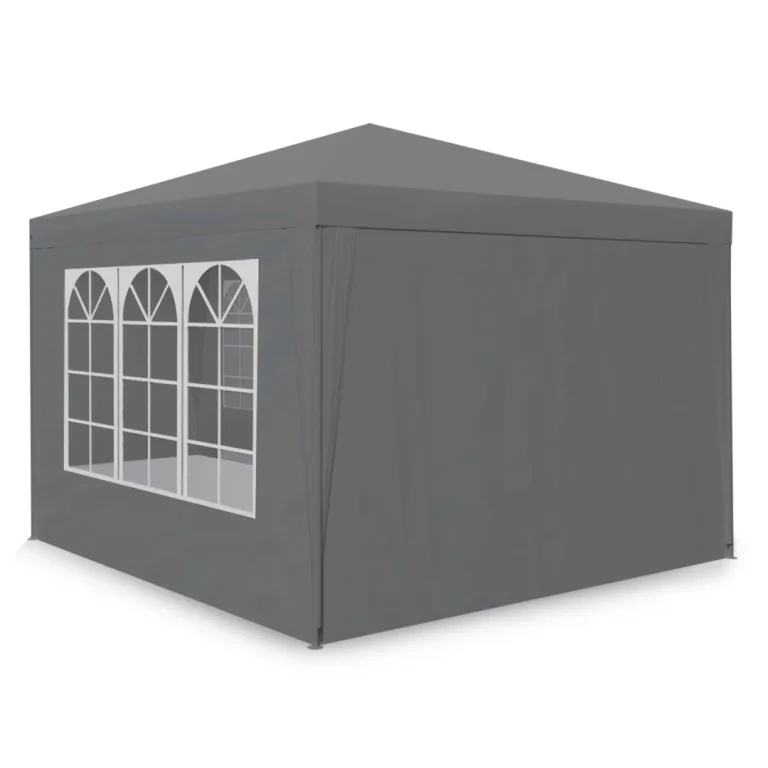 Vrtni Paviljon S 4 Stijenke, 3 × 3 M, Sivi, Plonos 2