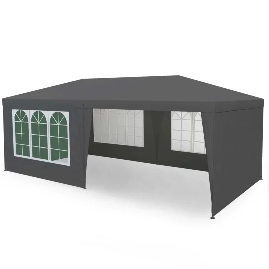Vrtni Paviljon S 4 Stijenke, 3 × 6 M, Sivi, Plonos 1