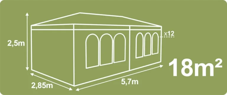 Vrtni Paviljon S 4 Stijenke, 3 × 6 M, Sivi, Plonos 4