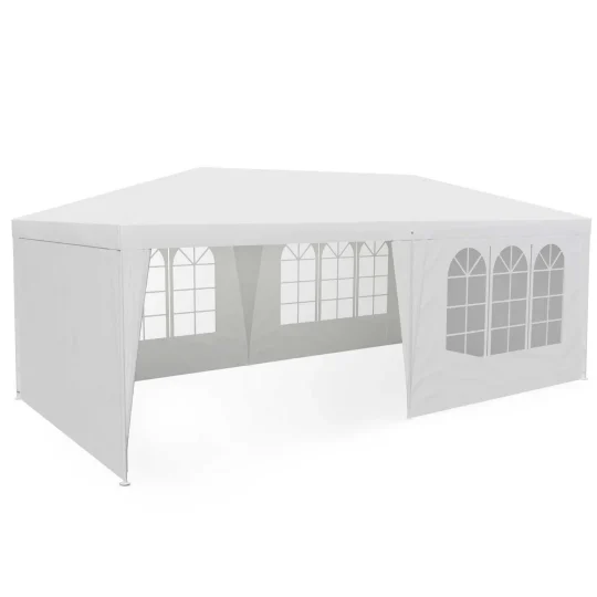 Vrtni Paviljon Sa 6 Stijenki, 3 × 6 M, Bijeli, Plonos 1