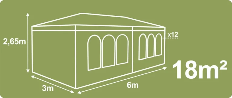 Vrtni Paviljon Sa 6 Stijenki, 3 × 6 M, Bijeli, Plonos 3