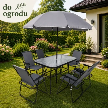Vrtni Set Stol Stolice I Metalni Suncobran 6