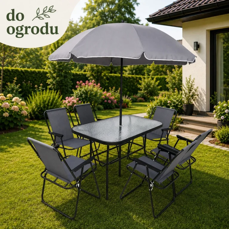 Vrtni Set Stol Stolice I Metalni Suncobran 6