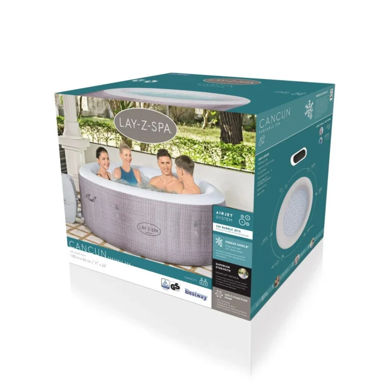 Vrtni Spa Centar Cancun Lay Z Spa Airjet Bestway Za 4 Osobe + Pumpa, Filter + Navlaka 9