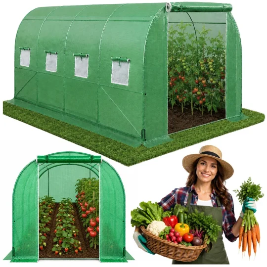 Vrtni Staklenik Od Folije Za Povrće S Prozorima, Zeleni Uv, 4,5x2x2 M, 9m² 1