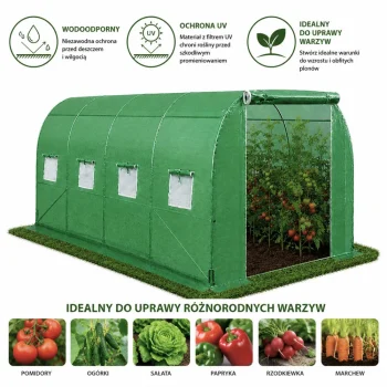Vrtni Staklenik Od Folije Za Povrće S Prozorima, Zeleni Uv, 4,5x2x2 M, 9m² 8