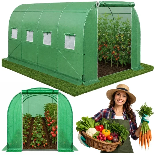 Vrtni Staklenik Od Folije Za Povrće S Prozorima, Zeleni, Uv, 4x2,5x2 M, 10m² 1