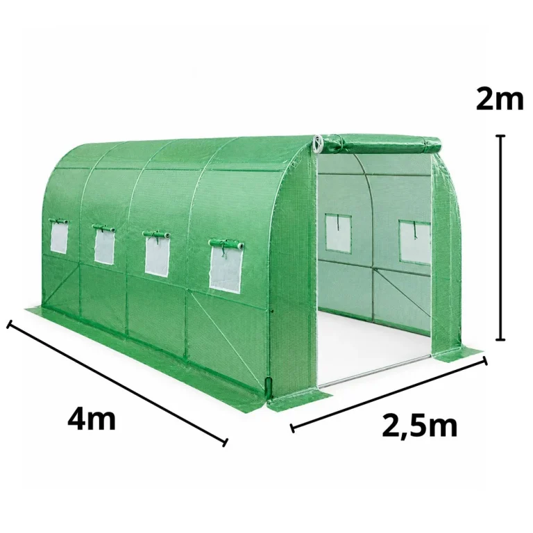 Vrtni Staklenik Od Folije Za Povrće S Prozorima, Zeleni, Uv, 4x2,5x2 M, 10m² 5