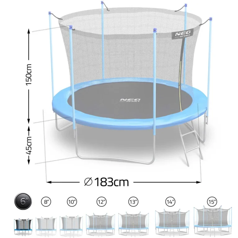 Vrtni Trampolin Neo Sport 183 Cm, 6 Ft, Unutarnja Mreža I Ljestve 6