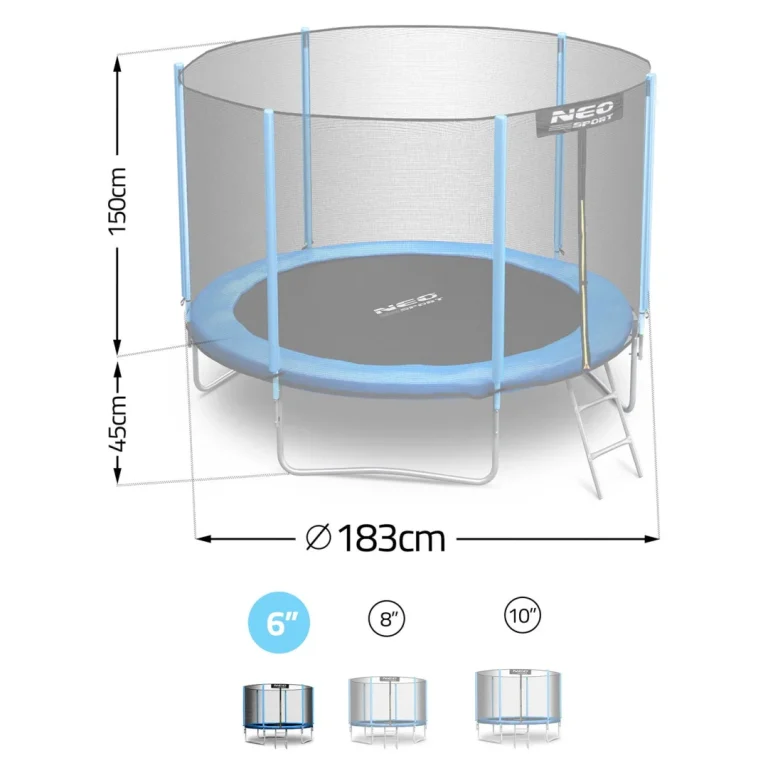 Vrtni Trampolin Neo Sport 183 Cm, 6 Ft, Vanjska Mreža I Ljestve 10