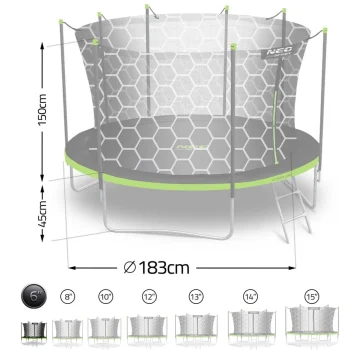 Vrtni Trampolin Neo Sport Ns 06w231 183 Cm, 6 Ft, Unutarnja Mreža I Ljestve 6