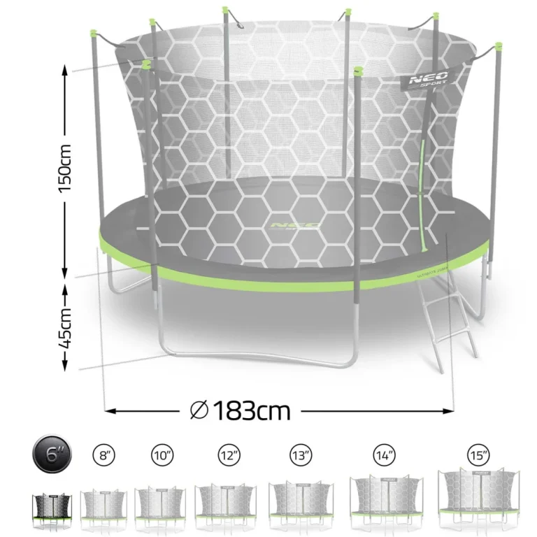 Vrtni Trampolin Neo Sport Ns 06w231 183 Cm, 6 Ft, Unutarnja Mreža I Ljestve 6