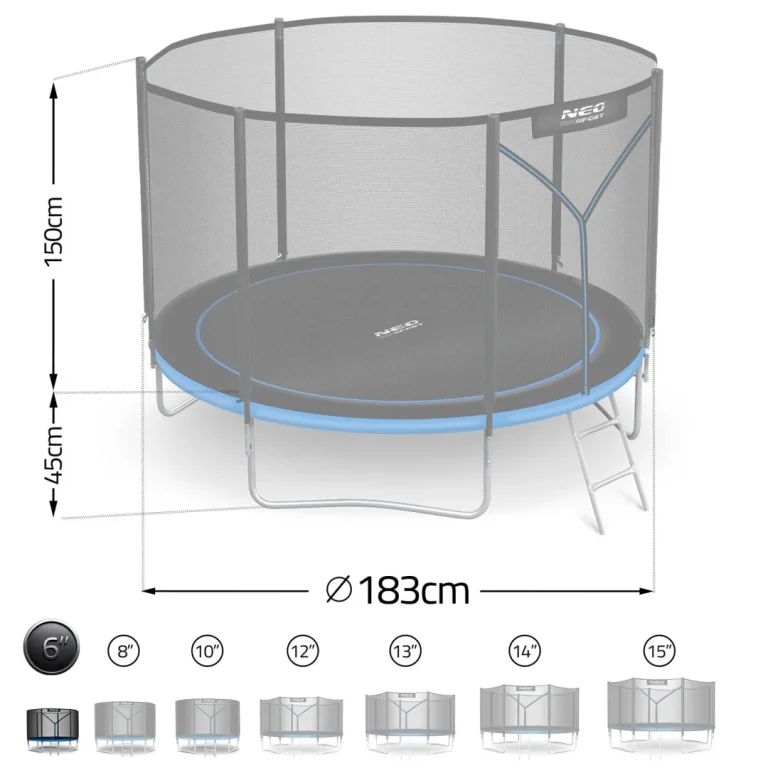 Vrtni Trampolin Neo Sport Ns 06z221 183 Cm, 6 Ft, Vanjska Mreža I Ljestve 11