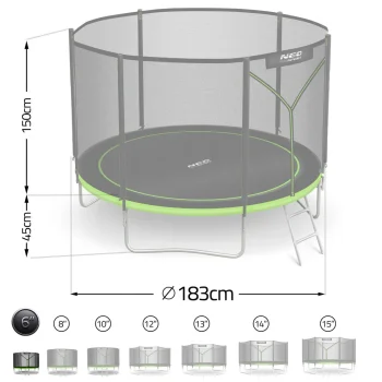 Vrtni Trampolin Neo Sport Ns 06z231 183 Cm, 6 Ft, Vanjska Mreža I Ljestve 11