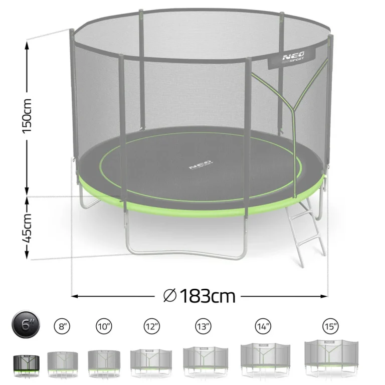 Vrtni Trampolin Neo Sport Ns 06z231 183 Cm, 6 Ft, Vanjska Mreža I Ljestve 11