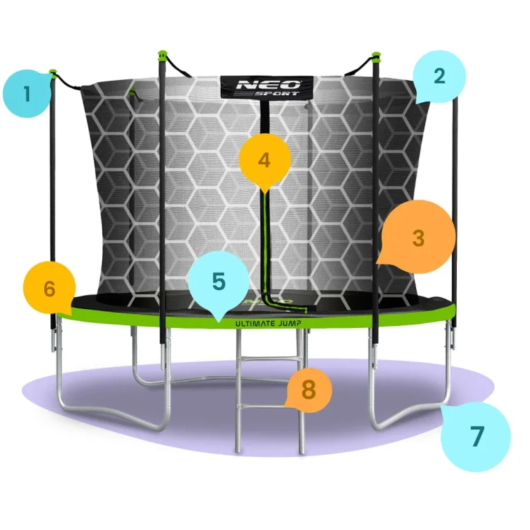 Vrtni Trampolin Neo Sport Ns 08w231 252 Cm, 8 Ft, Unutarnja Mreža I Ljestve 6