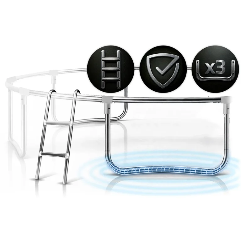 Vrtni Trampolin Neo Sport, Ø 252 Cm (8 Ft), Vanjska Mreža I Ljestve, Plava 9