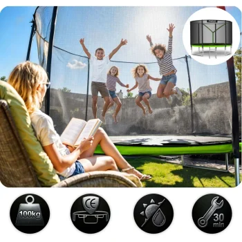 Vrtni Trampolin Neo Sport, Ø 252 Cm (8 Ft), Vanjska Mreža I Ljestve, Siva, Var. Ns 08z231 7