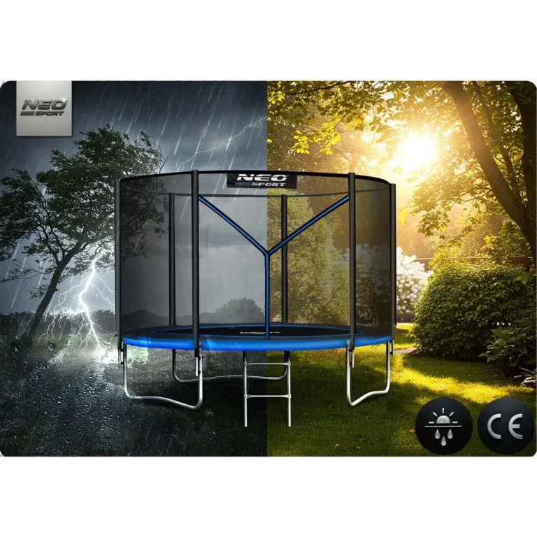 Vrtni Trampolin Neo Sport, Ø 252 Cm (8 Ft), Vanjska Mreža I Ljestve, Siva 9