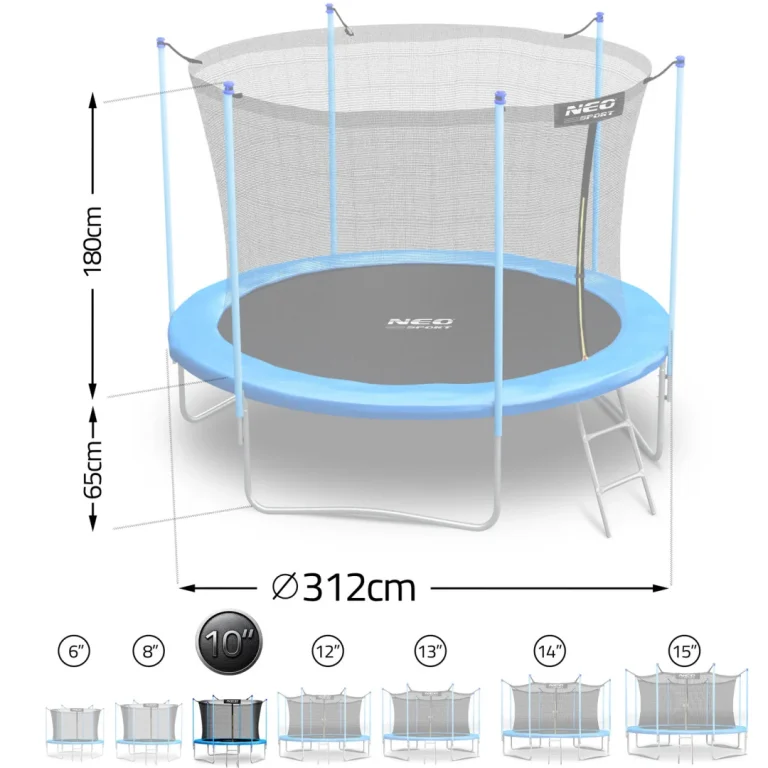 Vrtni Trampolin Neo Sport, Ø 312 Cm (10 Ft), Unutarnja Mreža I Ljestve, Plava 15