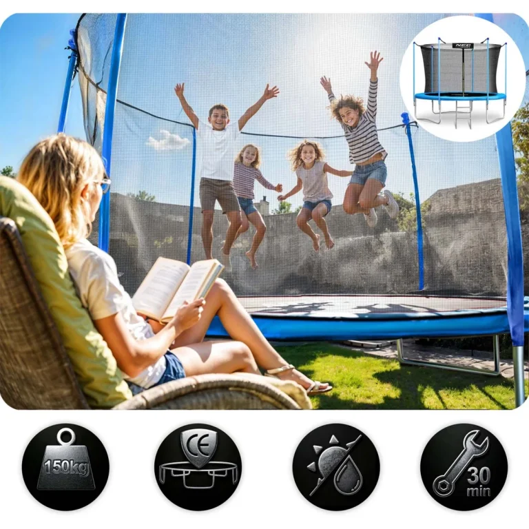 Vrtni Trampolin Neo Sport, Ø 312 Cm (10 Ft), Unutarnja Mreža I Ljestve, Plava 8