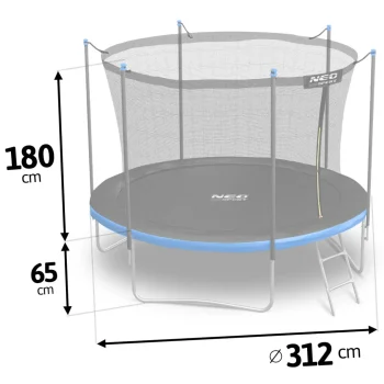 Vrtni Trampolin Neo Sport, Ø 312 Cm (10 Ft), Unutarnja Mreža I Ljestve, Siva, Var. Ns 10w241 5