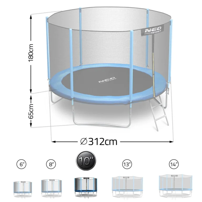 Vrtni Trampolin Neo Sport, Ø 312 Cm (10 Ft), Vanjska Mreža I Ljestve, Plava 6