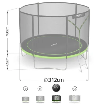 Vrtni Trampolin Neo Sport, Ø 312 Cm (10 Ft), Vanjska Mreža I Ljestve, Siva, Var. Ns 10z231 4