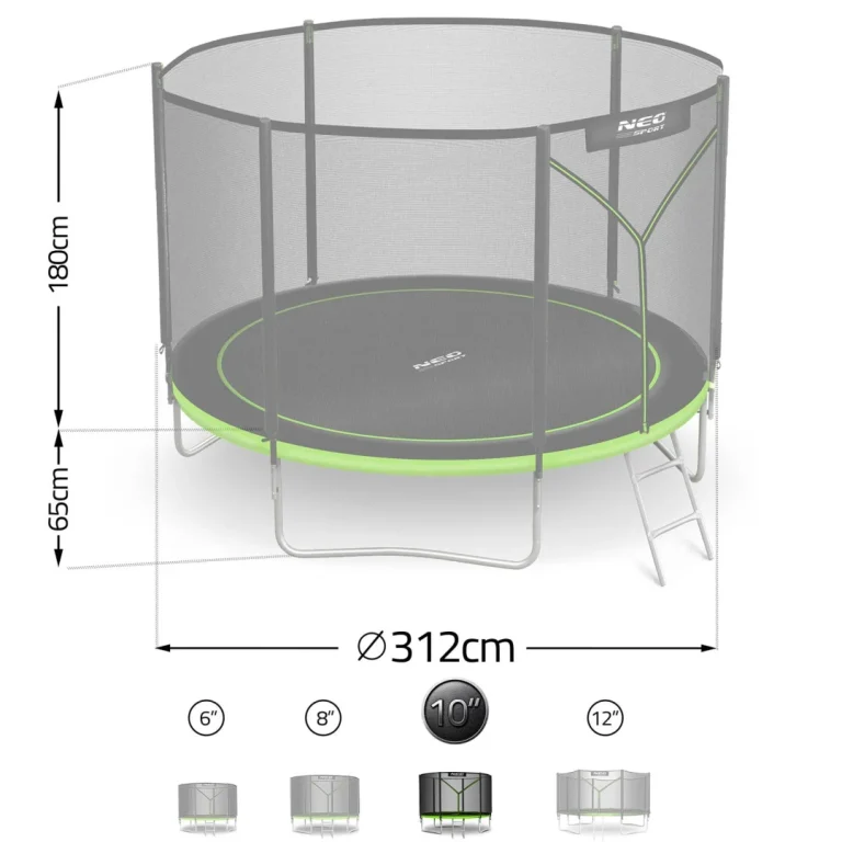 Vrtni Trampolin Neo Sport, Ø 312 Cm (10 Ft), Vanjska Mreža I Ljestve, Siva, Var. Ns 10z231 4